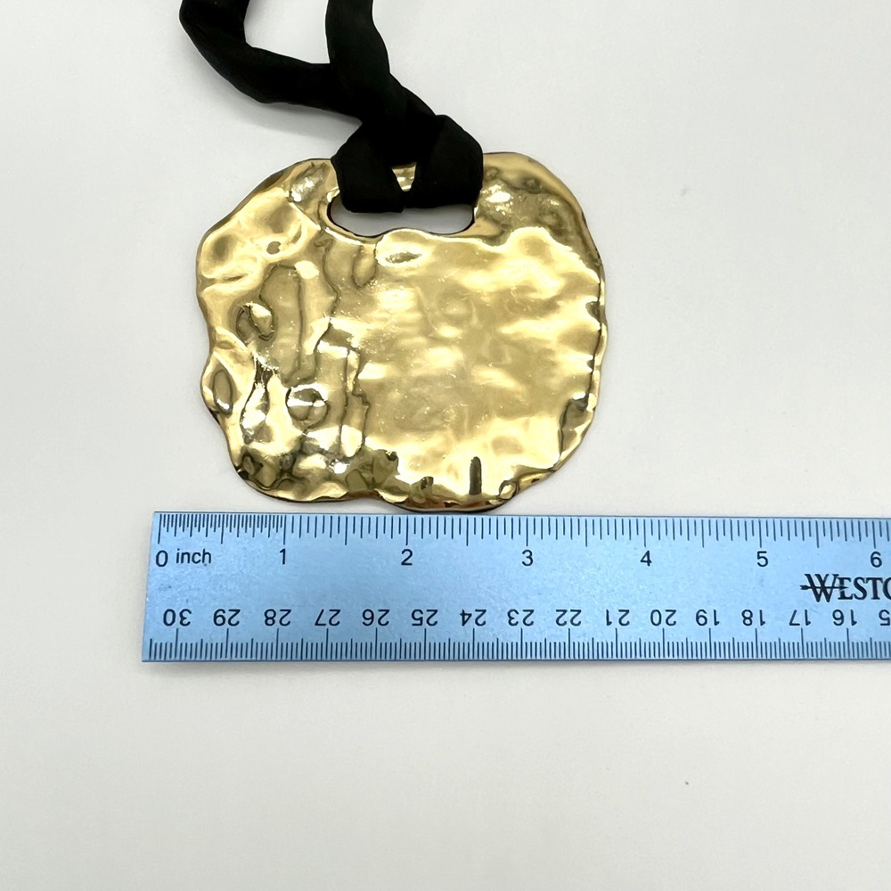 80s Huge Pauline Trigere Haute Couture Gold Tone‎ Silk Tie Statement Necklace - Picture 6 of 7